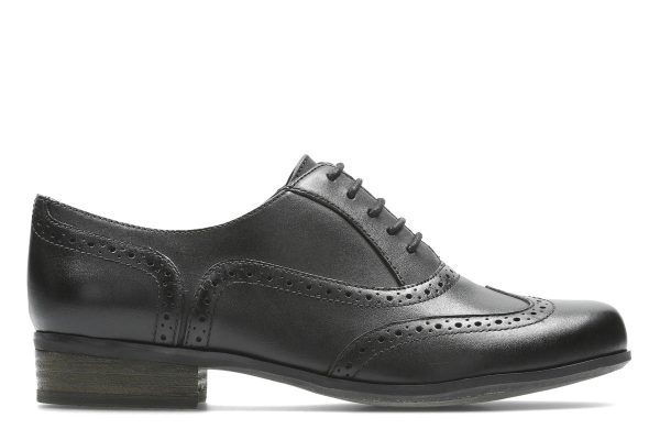 Clarks Hamble Oak Black leather Womens Brogues 4671-34D in a Plain Leather in Size 6.5