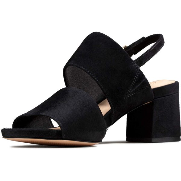 Clarks womens Sheer 55 Sling Heeled Sandal Black Suede 6.5
