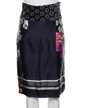 Class by Roberto Cavalli Multicolor Printed Satin Pencil Skirt M