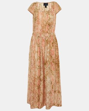 Class by Roberto Cavalli Pink Snake Print Silk Maxi Dress M