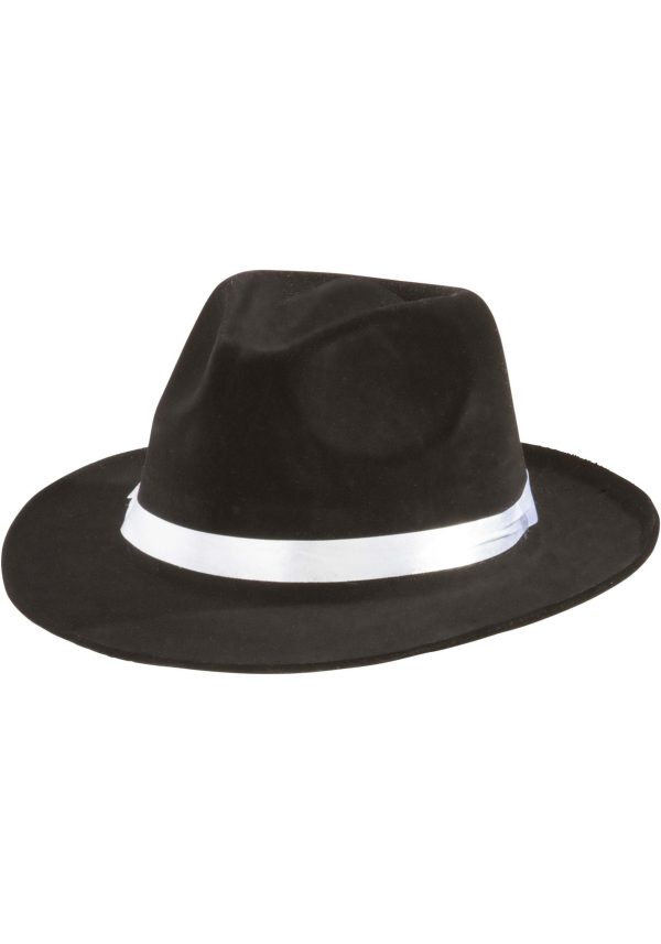 Classic Black Gangster Fedora Adult Fancy Dress Costume Hat | Gangster Accessories