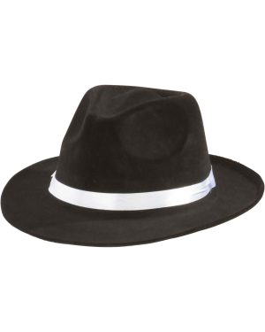 Classic Black Gangster Fedora Adult Fancy Dress Costume Hat | Gangster Accessories