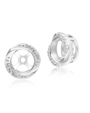 Classic Halo Diamond Swirl Ear Jacket Earrings in 9ct White Gold