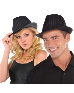 Classic Pinstripe Fedora Adult Fancy Dress Costume Hat | Fancy Dress Costume Accessories