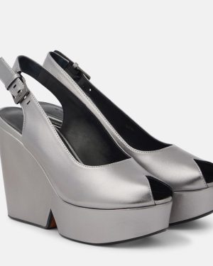 Clergerie Dylan metallic leather wedge sandals
