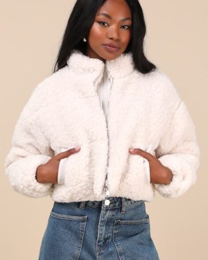 Clermont Ivory Shearling Cropped Jacket