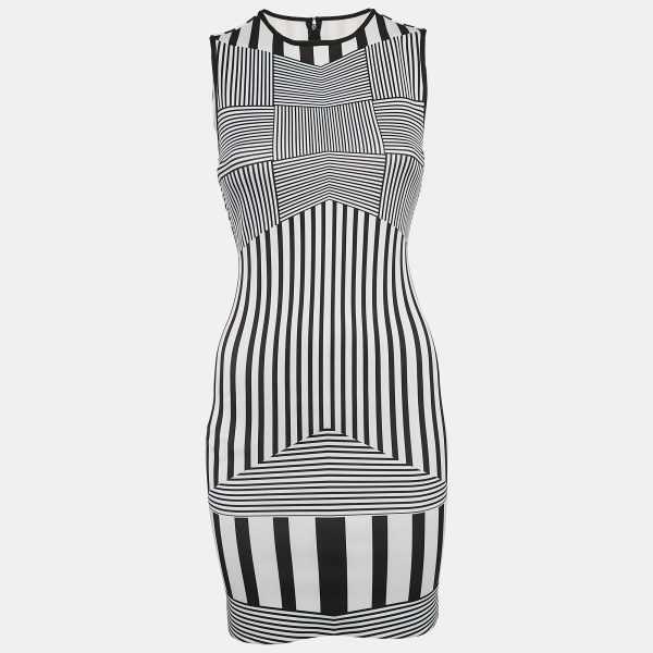 Clover Canyon Black/White Stripe Print Jersey Bodycon Dress XS