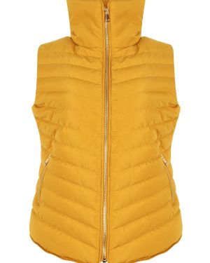 Coats / Jackets Chervil Quilted Puffer Gilet With Funnel Neck In Old Gold / 8 - Tokyo Laundry