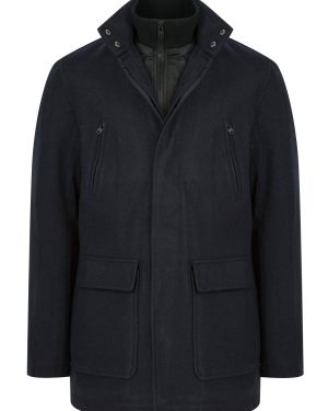 Coats / Jackets Clayne Wool Look Notch Collar Tailored Coat with Quilted Mock Insert in Navy / S - Tokyo Laundry