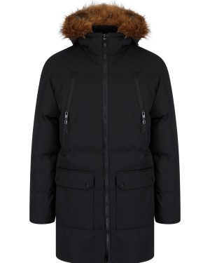 Coats / Jackets Darryl Padded Parka Coat with Faux Fur Trim Hood in Jet Black / S - Tokyo Laundry