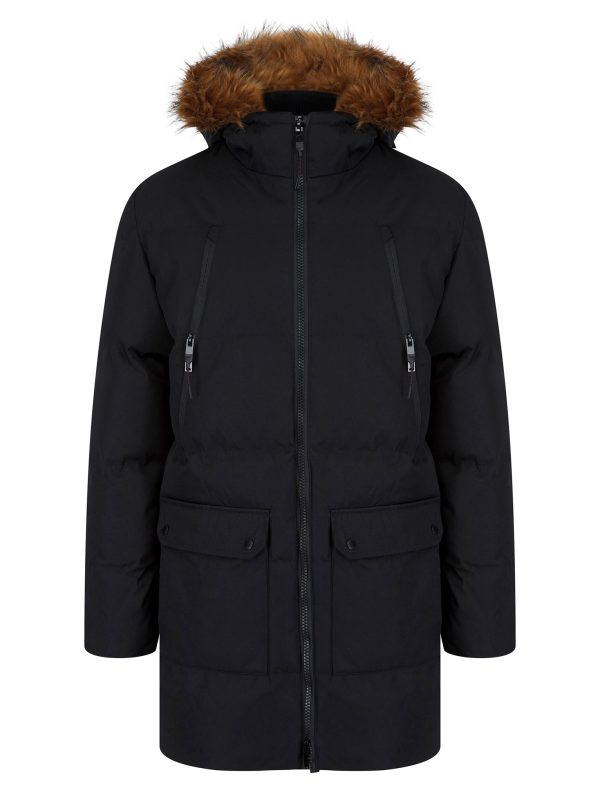 Coats / Jackets Darryl Padded Parka Coat with Faux Fur Trim Hood in Jet Black / S - Tokyo Laundry