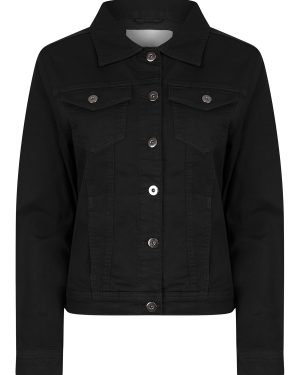 Coats / Jackets Feather Women's Stretch Cotton Denim Jacket in Jet Black - Amara Reya / 10 - Tokyo Laundry