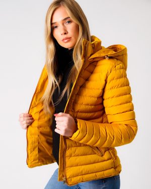 Coats / Jackets Ginger 2 Quilted Hooded Puffer Jacket in Old Gold / 8 - Tokyo Laundry