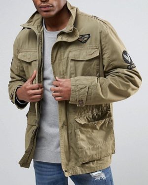Coats / Jackets Jenkinson Cotton Military Jacket with Badges in Stone / S - Tokyo Laundry