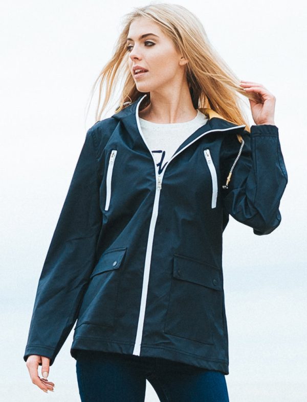 Coats / Jackets Kestrel Hooded Rain Coat in Navy / Yellow / 10 - Tokyo Laundry