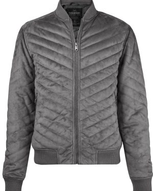 Coats / Jackets Myers Quilted Suede Bomber Jacket in Grey / L - Tokyo Laundry