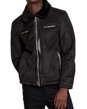 Coats / Jackets Rufus Faux Suede Fur Lined Aviator Jacket in Black / M - Tokyo Laundry