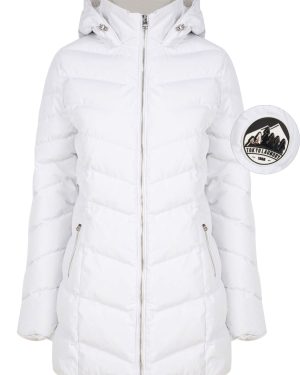 Coats / Jackets Safflower 2 Longline Quilted Puffer Coat with Hood In White / 8 - Tokyo Laundry