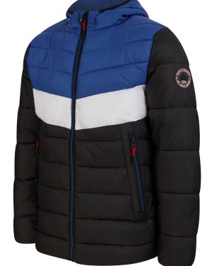 Coats / Jackets Torsten Colour Block Quilted Puffer Jacket with Hood in Sodalite Blue Active Tech / S - Tokyo Laundry