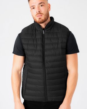 Coats / Jackets Yellin 2 Quilted Puffer Gilet with Fleece Lined Collar in Jet Black / Burgundy / S - Tokyo Laundry