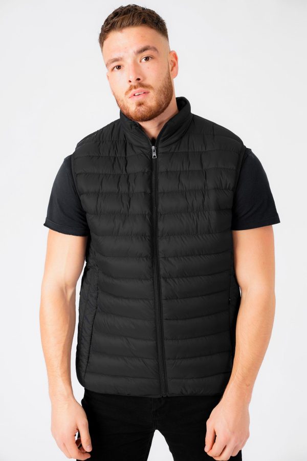 Coats / Jackets Yellin 2 Quilted Puffer Gilet with Fleece Lined Collar in Jet Black / Burgundy / S - Tokyo Laundry