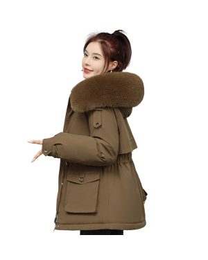 (Coffee, UK 14) Women ladies Winter Fur Hooded Parka Jacket Coats