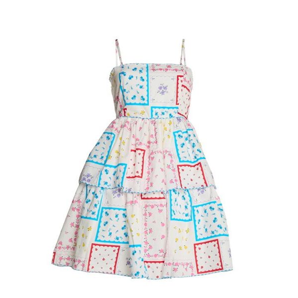 Collective The Label The Label Patchwork-Picnic Floral Skater Mini-Dress - White