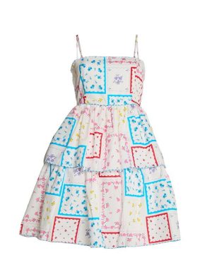 Collective The Label The Label Patchwork-Picnic Floral Skater Mini-Dress - White
