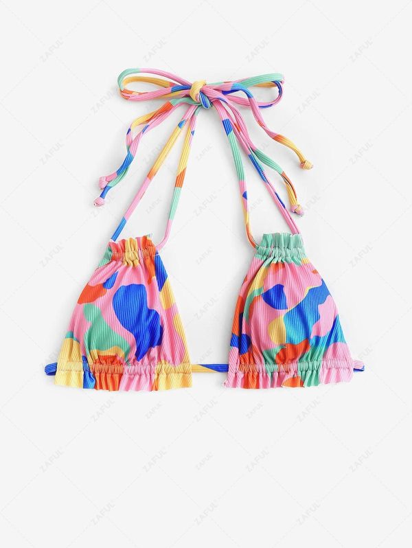 Colorblock Frilled Bikini Top M Multi a