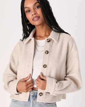 Comfy Essence Beige Cropped Shacket