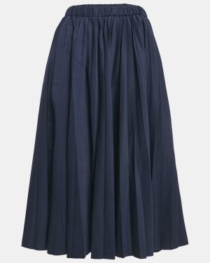 Comme des Garcons Navy Blue Wool Pleated Midi Skirt M