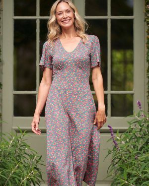 Como Womens Printed Tea Dress - Pink