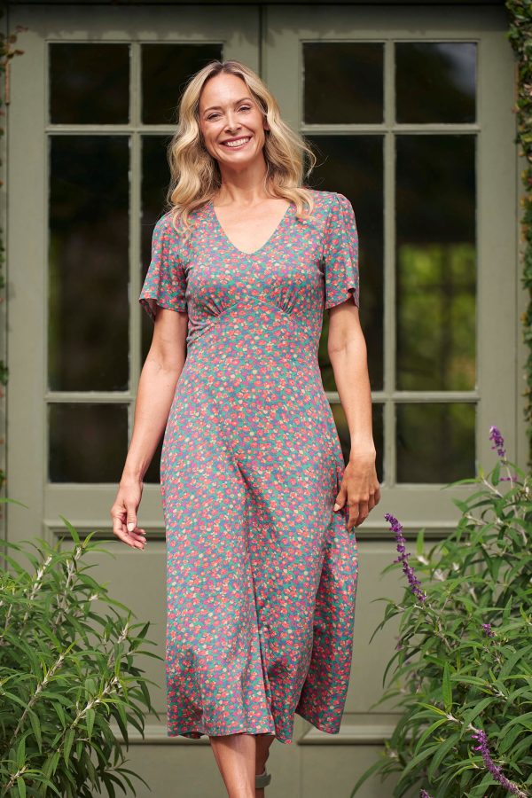 Como Womens Printed Tea Dress - Pink