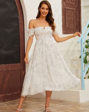 Convertible Dress Floral Lace Up Backless Summer Casual Midi Dresses