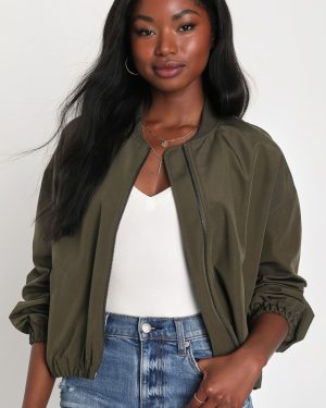 Cool Perfection Olive Green Bomber Jacket