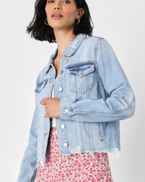 Cooler Than You Light Wash Distressed Denim Jacket