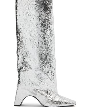 Coperni Bridge 50 Crinkled Metallic-leather Knee-high Boots - Silver - 36 (IT36 / UK3)