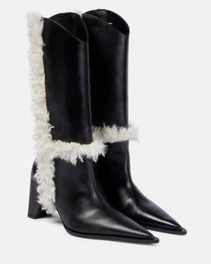 Coperni Bridge faux shearling-trimmed knee-high boots