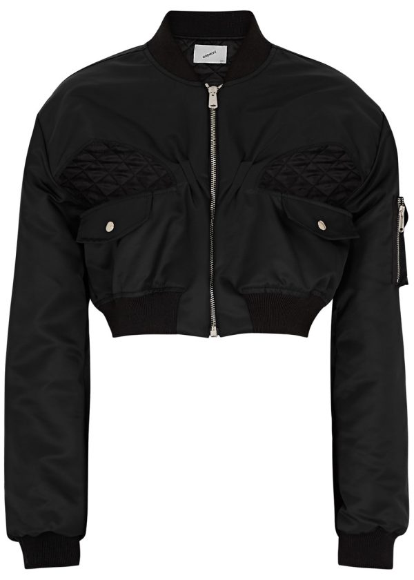 Coperni Cut-out Cropped Shell Bomber Jacket - Black - 10