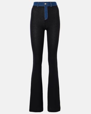Coperni Denim-trimmed high-rise flared pants