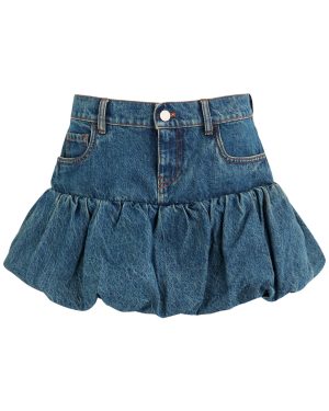 Coperni Gathered Denim Mini Skirt - Blue - 42 (UK14 / L)