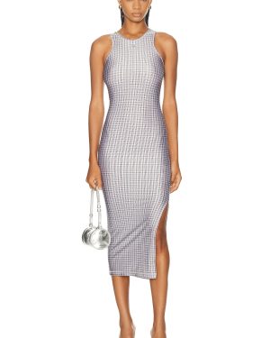 Coperni Tank Top Dress in Green & White Check - Brown. Size L (also in XS).