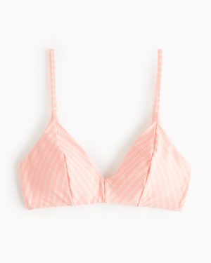 Coral Stripe Bikini Top