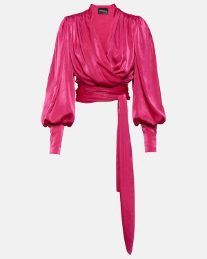 Costarellos Mouglalis wrap satin blouse