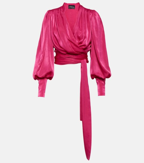 Costarellos Mouglalis wrap satin blouse