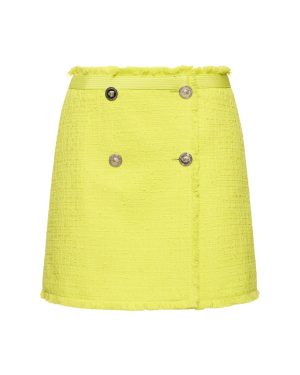 Cotton Blend Tweed Mini Wrap Skirt