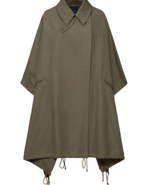 Cotton Canvas Cape Trench Coat