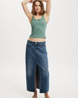 Cotton On Women - Bailey Denim Maxi Skirt - Bottle blue