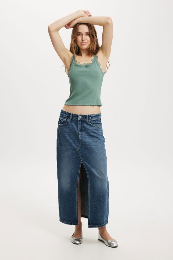 Cotton On Women - Bailey Denim Maxi Skirt - Bottle blue