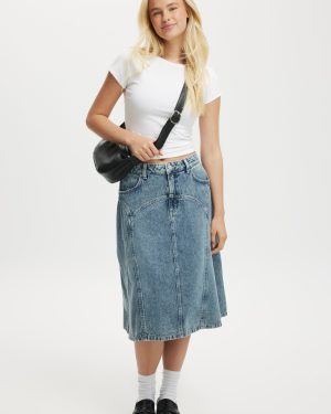 Cotton On Women - Bowie Denim Midi Skirt - Blue crush